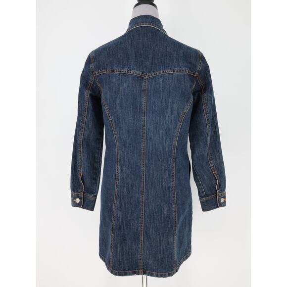 Chicos Denim Dress 0 Womens Small 4 Blue Stretch Cotton Jean Pockets Vintage - Picture 2 of 16